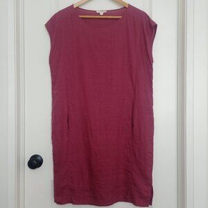 Eileen Fisher 100% organic linen raspberry pink dress XS